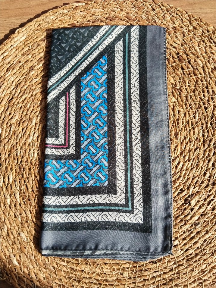 Bohem Tarzda Mavi Gri Kadın Fular - Görsel 3