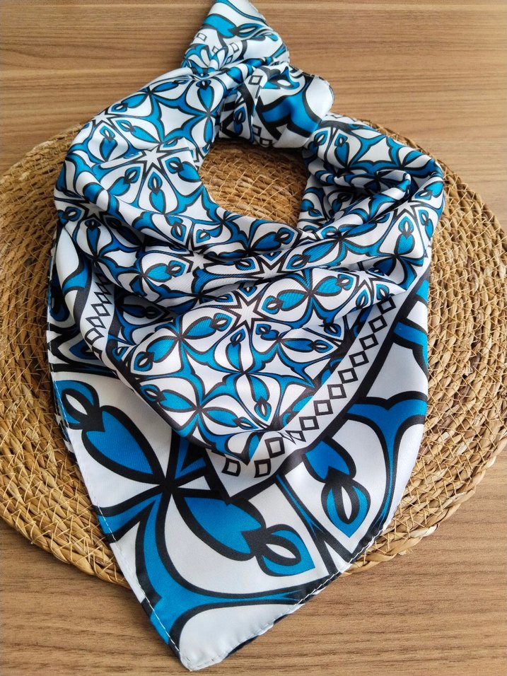 Renkli Mavi Bohem Kadın Fular - Görsel 2