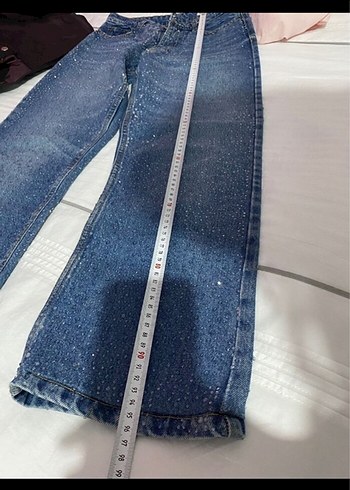 xs Beden mavi Renk zara parlak taşlı jean