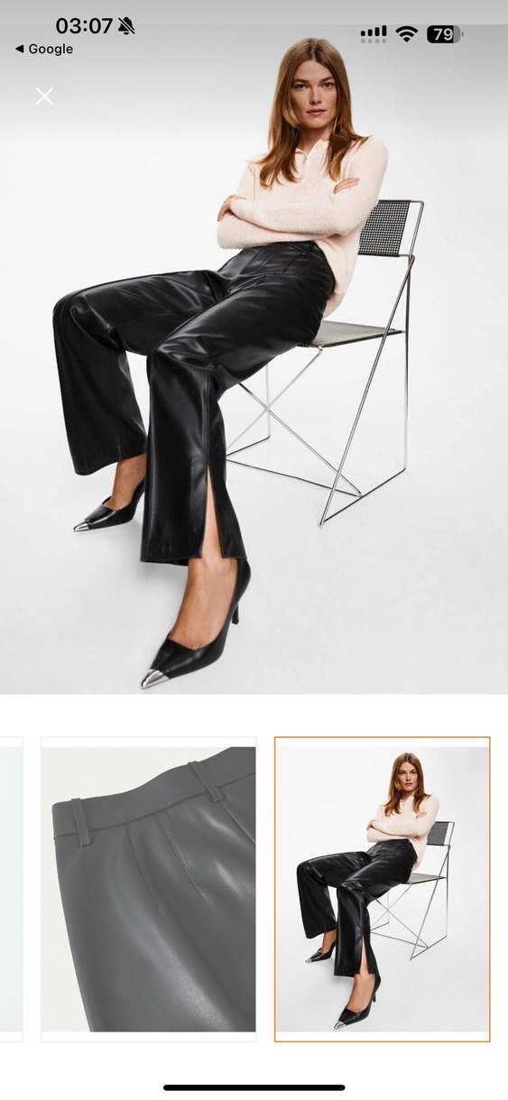 Mango Deri Kadın Pantolon - Görsel 3