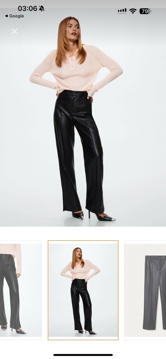 Mango Deri Kadın Pantolon - Görsel 2