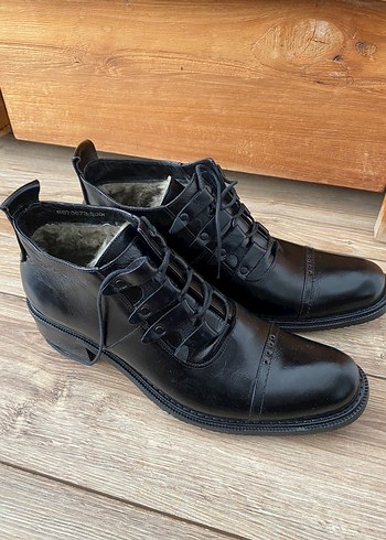 İtalyan Deri Erkek Siyah Klasik Bağcıklı Ayakkabı - Görsel 2