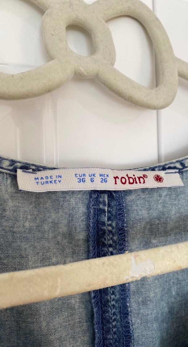 Mavi Kot Midi Boy Bohem Elbise - Görsel 2