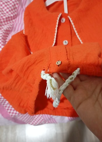 Nakışlı Bohem Turuncu Hamile Bluzu