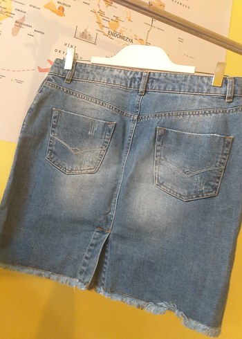 38 Beden Kadın Mavi Mini Kot Etek