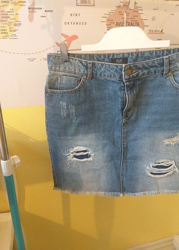 38 Beden mavi Renk Kadın Mavi Mini Kot Etek