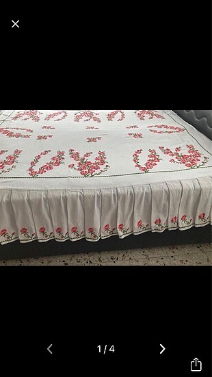 kaneviçe işleme yatak örtüsü