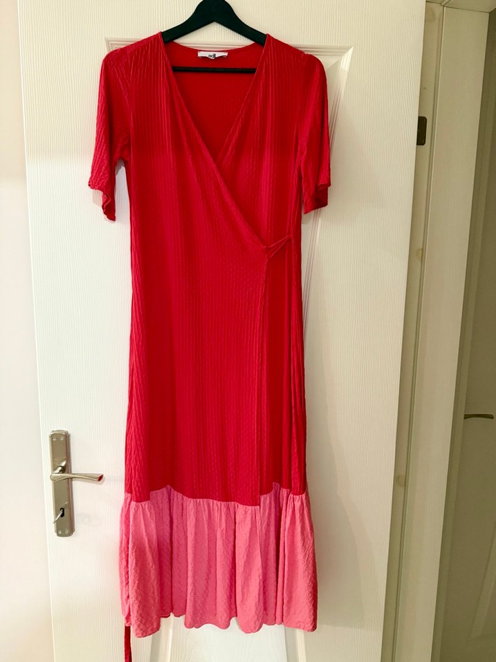 AdL Kırmızı Bohem Elbise - Görsel 5