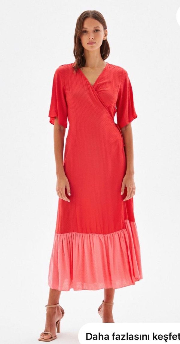 AdL Kırmızı Bohem Elbise - Görsel 3