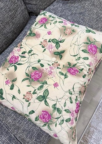 Pembe Çiçek Desenli Bohem Minder - Görsel 2