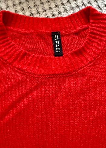 l Beden kırmızı Renk H&M Kırmızı Oversize Kadın Triko Kazak