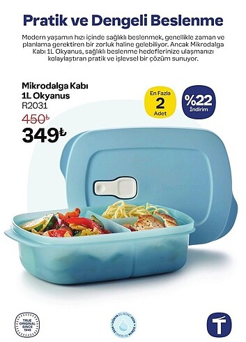 Tupperware 1 lt mikrodalga fırın kabı 