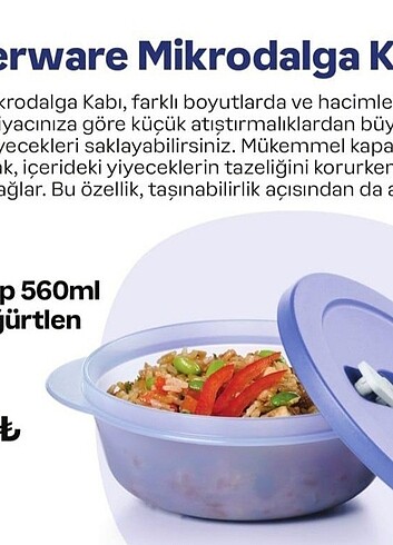 Tupperware 560 ml mikrodalga kabı 