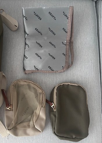 Kraft Bej ve Haki Bebek Bakım Çantası Seti - Görsel 3