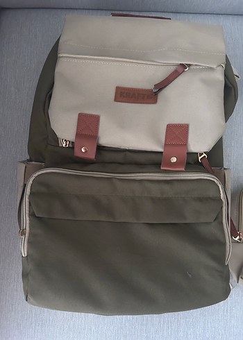 Kraft Bej ve Haki Bebek Bakım Çantası Seti - Görsel 2