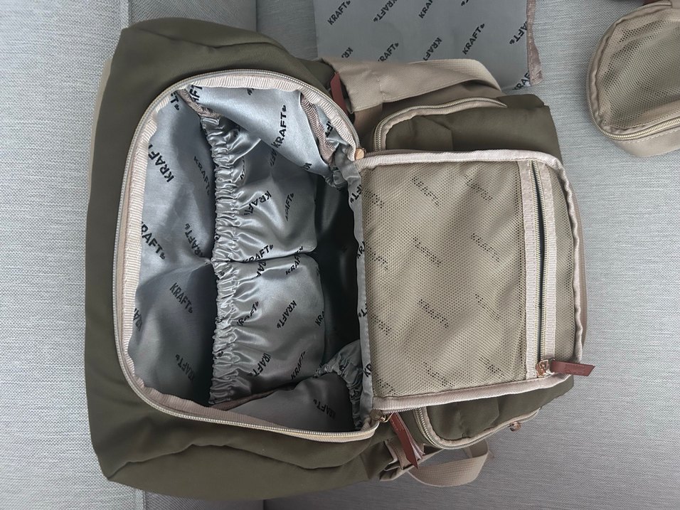 Kraft Bej ve Haki Bebek Bakım Çantası Seti - Görsel 4