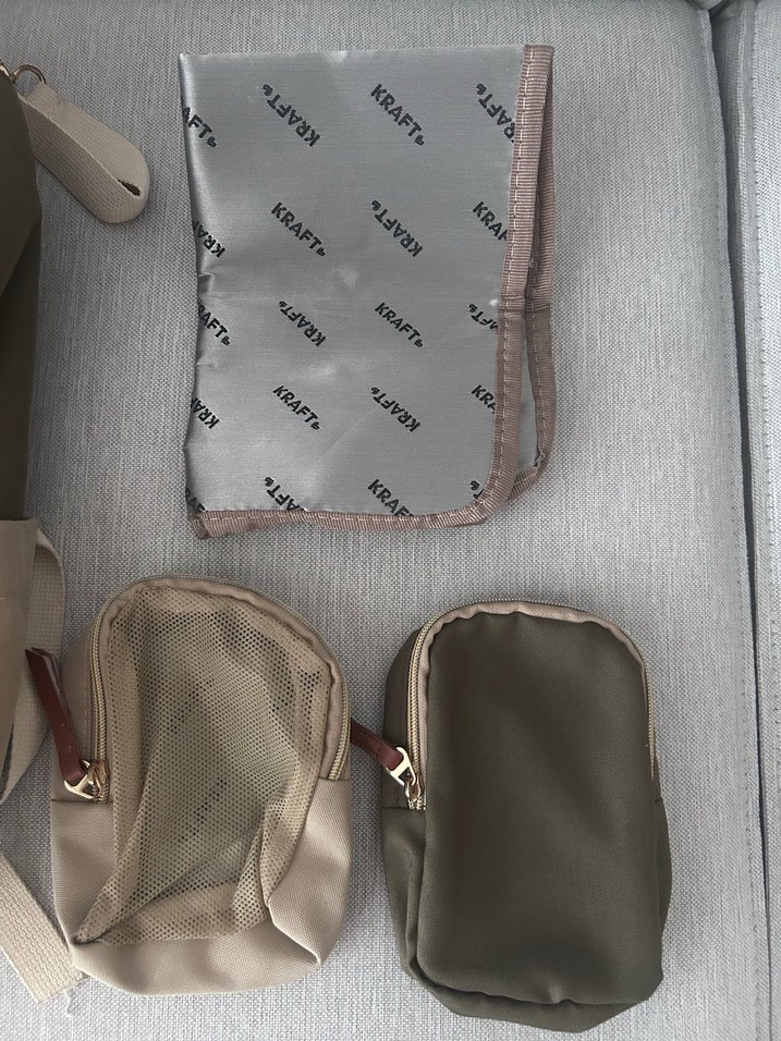 Kraft Bej ve Haki Bebek Bakım Çantası Seti - Görsel 3