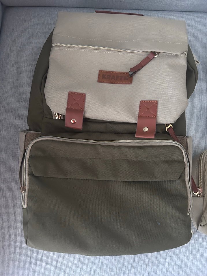 Kraft Bej ve Haki Bebek Bakım Çantası Seti - Görsel 2