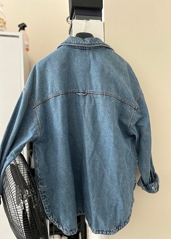 Stradivarius Kadın Gri Mavi Oversize Denim Ceket stradivarius