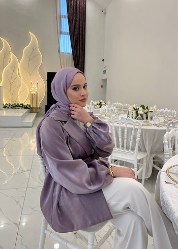 Diğer Mor İpek Görünümlü Drape Detaylı Takım