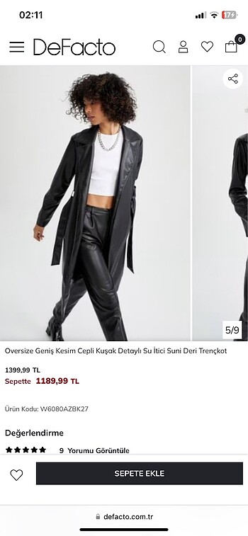 m Beden Defacto deri trençkot