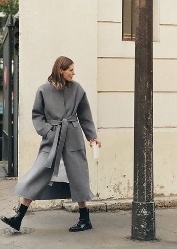 s Beden gri Renk Gri Yünlü Zara Kaban
