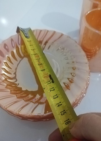 Beden camel Renk Antika 3'lü Cam Fincan ve Tabak Seti