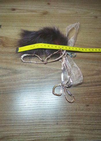 Bordo Bohem Kürklü Anahtarlık çanta çarm - Görsel 4