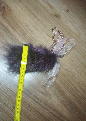 Bordo Bohem Kürklü Anahtarlık çanta çarm - Görsel 3