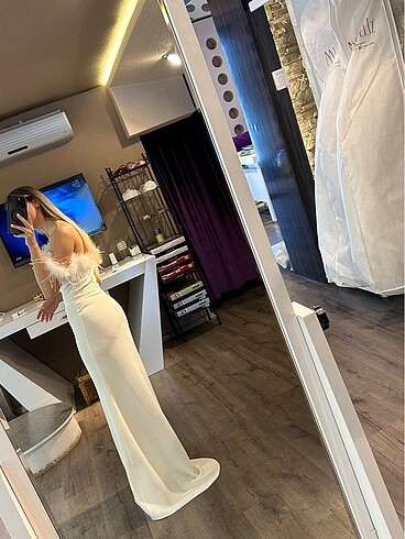Beyaz nikah dış çekim söz nişan elbisesi