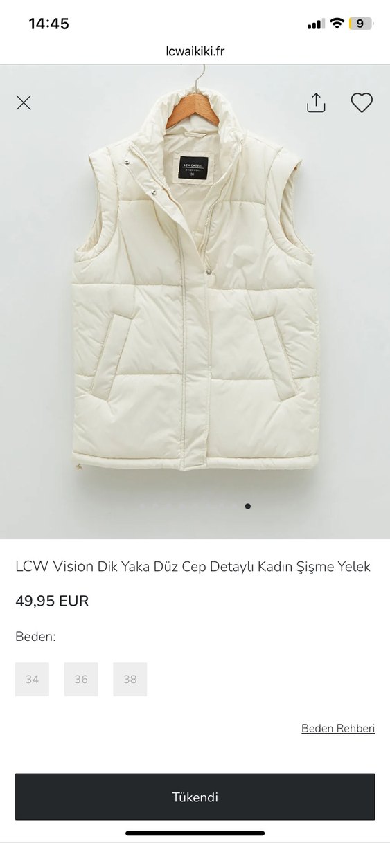 LCW Kadın Beyaz Dik Yaka Şişme Yelek - Görsel 3