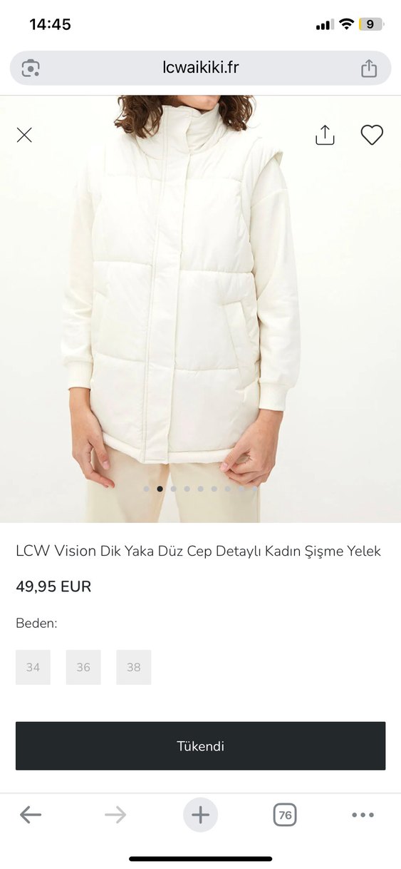 LCW Kadın Beyaz Dik Yaka Şişme Yelek - Görsel 2