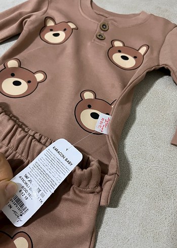 Kahverengi Ayıcık Desenli Bebek Takımı - Görsel 4