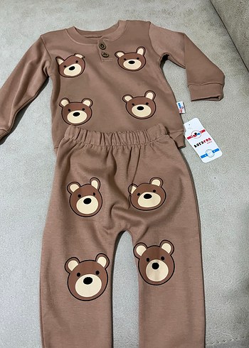 Kahverengi Ayıcık Desenli Bebek Takımı - Görsel 3