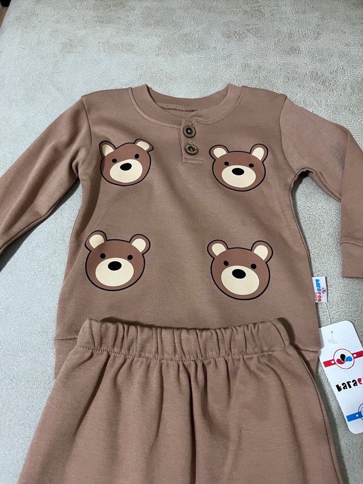 Kahverengi Ayıcık Desenli Bebek Takımı - Görsel 2