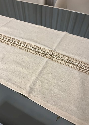 Nakışlı Bej Gri Masa Runner - Görsel 2