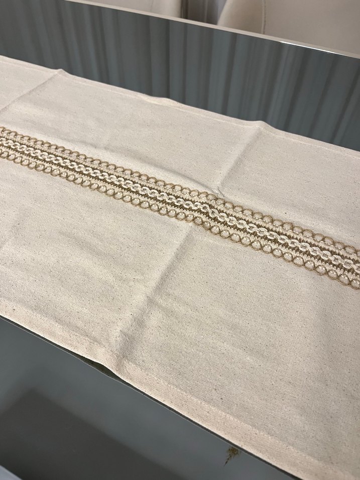 Nakışlı Bej Gri Masa Runner - Görsel 2