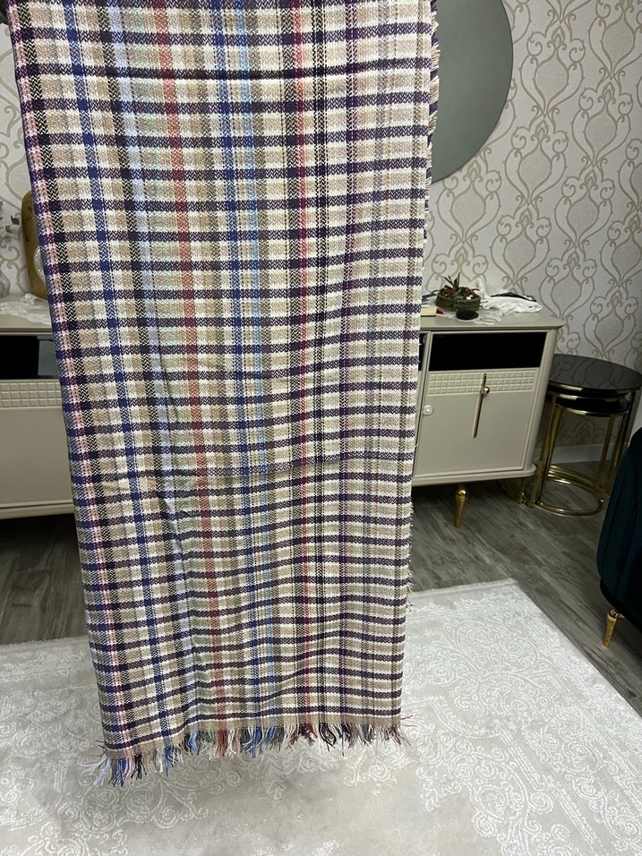 Koyu renkli çok renkli kareli battaniye - Görsel 4