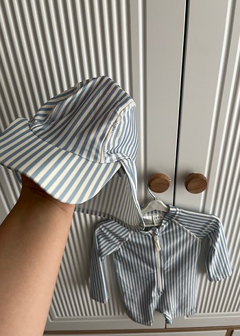 Uzun Kollu Çizgili Bebek mayo Fermuarlı - Görsel 4