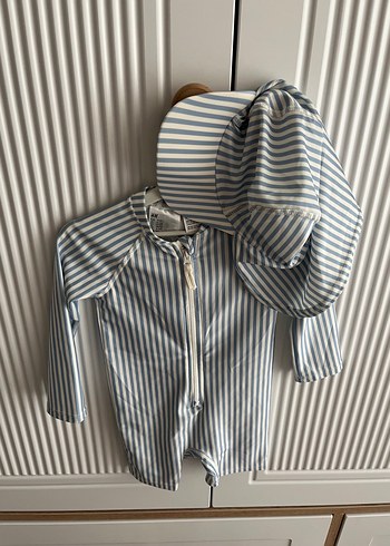 Uzun Kollu Çizgili Bebek mayo Fermuarlı - Görsel 5