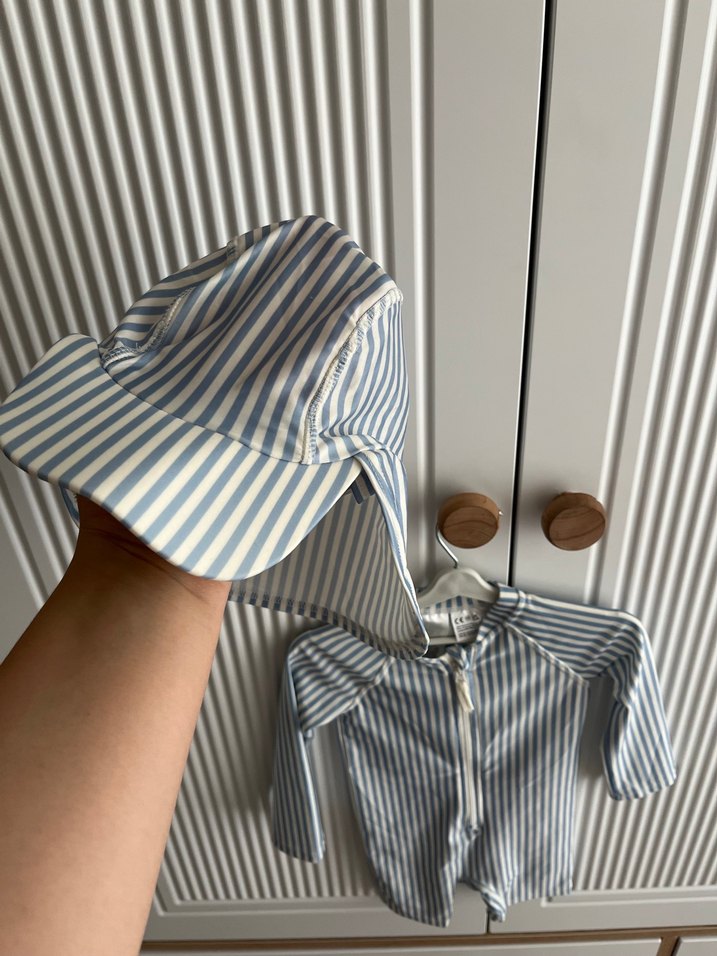 Uzun Kollu Çizgili Bebek mayo Fermuarlı - Görsel 4