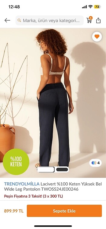 Trendyol & Milla Lacivert keten pantolon