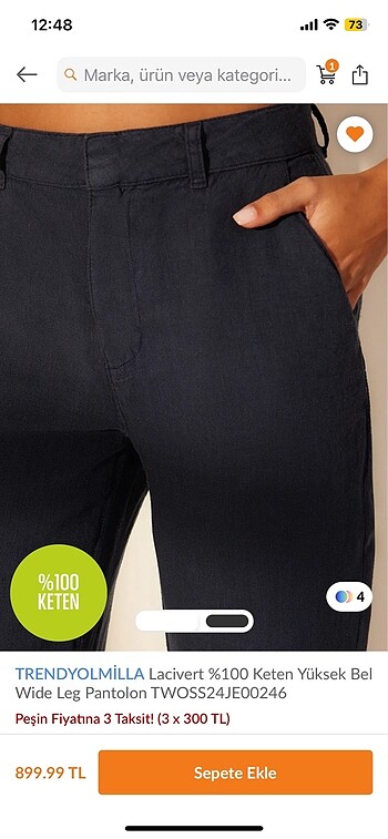 34 Beden Lacivert keten pantolon