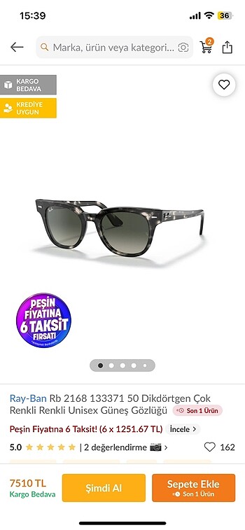 Rayban rb2168 133371 50 meteor güneş gözlüğü