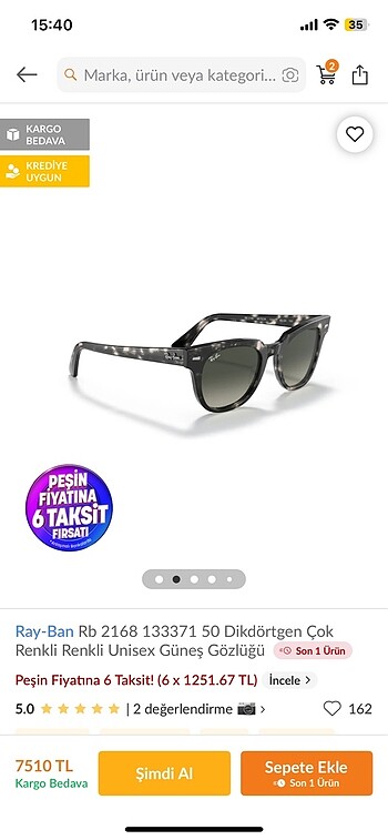  Beden çeşitli Renk Rayban rb2168 133371 50 meteor güneş gözlüğü