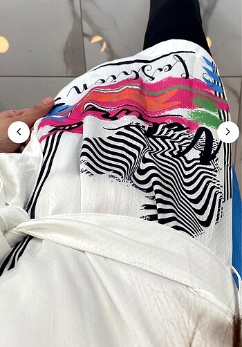 Diğer Miaruj Mavi Zebra Desenli Kuşaklı Kimono (38-40)