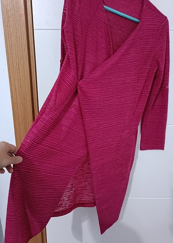 Pembe Kadın Salaş Midi Hırka - Görsel 4