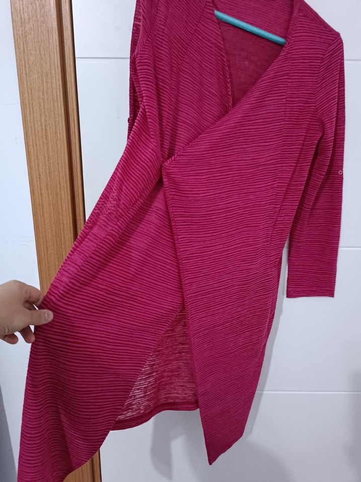 Pembe Kadın Salaş Midi Hırka - Görsel 4