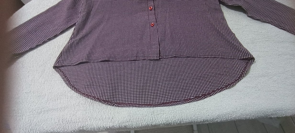 Bordo Ekose Kadın Gömlek - Görsel 3