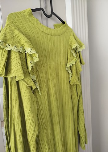 Diger Yeşil Uzun Keten Elbise - Görsel 2